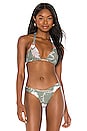 view 1 of 4 Balinese Retreat Slide Tri Bikini Top in Olive Leaf