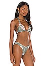 view 2 of 4 Balinese Retreat Slide Tri Bikini Top in Olive Leaf