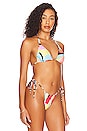 view 3 of 5 Reversible Longline Slide Tri Bikini Top in Aquamarine