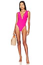 view 1 of 3 Coco Beach Terry Cap Sleeve V Wire One Piece in Fuchsia Rose