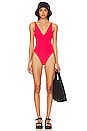 view 1 of 4 Deep V Neck One Piece in Chili Red