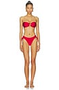 view 4 of 4 Loop Side Tie Bikini Bottom in Cosmo Red