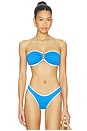 view 1 of 4 HAUT DE MAILLOT DE BAIN BANDEAU AVEC ANNEAU DEVANT RING FRONT BANDEAU BIKINI TOP in Sapphire