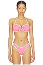 view 2 of 5 TOP BIKINI BANDA BEACH BOUND in Begonia Pink & White