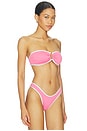 view 3 of 5 TOP BIKINI BANDA BEACH BOUND in Begonia Pink & White