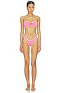 view 4 of 4 BRAGUITA BIKINI BEACH BOUND in Begonia Pink & White