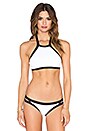 view 1 of 3 Block Party High Neck Bikini Top in White