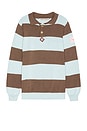view 1 of 4 Ole Flower Crochet Detailed Striped Polo Sweater in Brown