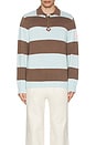view 4 of 4 Ole Flower Crochet Detailed Striped Polo Sweater in Brown