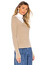 view 2 of 4 Asymmetrical Turtleneck Sweater in Beige & White