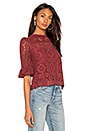 view 2 of 4 Ruffle Sleeve Lace Top in Stormy Red