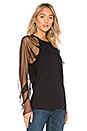 view 2 of 4 Tulle Sleeve Top in Black