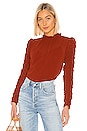 view 1 of 4 Ruched Long Sleeve Blouse in Earthy Red