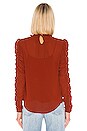 view 3 of 4 Ruched Long Sleeve Blouse in Earthy Red