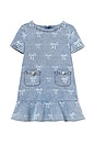 view 1 of 2 Kids Bow Denim Dress in Light Blue