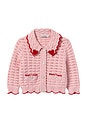 view 1 of 2 Kids Textured Heart Detail Cardigan in Pink