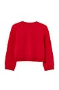 view 2 of 2 Kids Cotton Flower Trim Cardigan in Red