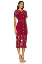 view 2 of 3 Red Guipure Lace Button Midi Dress in Red