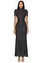 view 1 of 4 ROBE. MAXI AVEC STRASS SQUARE in Black