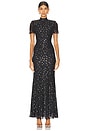 view 1 of 4 ROBE. MAXI AVEC STRASS SQUARE in Black