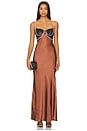 view 1 of 4 Satin Diamante Maxi Dress in Brown