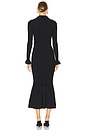 view 3 of 3 Ribbed Knit Fluted Midi Dress in Black