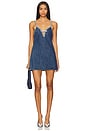 view 1 of 4 Denim Strappy Mini Dress in Blue