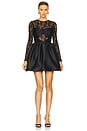 view 1 of 3 Taffeta Lace Mini Dress in Black