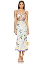 view 1 of 5 Floral Silk Twill Midi Dress in Blue
