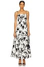 view 1 of 3 Floral Print Linen Maxi Dress in Black & Cream