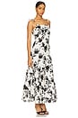 view 2 of 3 Floral Print Linen Maxi Dress in Black & Cream
