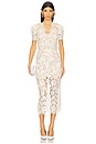 view 1 of 4 Cream Fine Lace Pearl Midi Dress in Cream