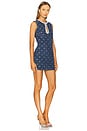 view 2 of 4 Denim Diamante Bow Mini Dress in Blue