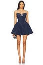 view 1 of 4 Denim Diamante Bow Mini Dress in Blue