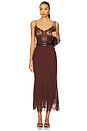 view 1 of 3 Lace Insert Midi Dress in Brown