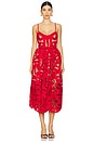 view 1 of 3 VESTIDO MIDI BORDADO COM LAÇO in Red