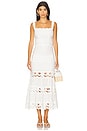 view 1 of 4 Linen Lace Insert Midi Dress in White