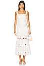 view 2 of 4 Linen Lace Insert Midi Dress in White