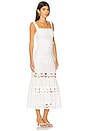 view 3 of 4 Linen Lace Insert Midi Dress in White