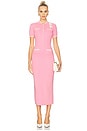 view 1 of 4 Pink Crochet Flower Knit Midi Dress in Pink