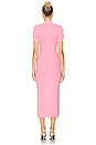 view 3 of 4 Pink Crochet Flower Knit Midi Dress in Pink