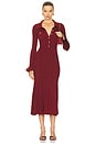 view 1 of 3 VESTIDO MIDI DE MALHA CANELADA in Burgundy