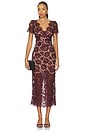 view 1 of 4 VESTIDO MIDI DE RENDA FLORAL in Burgundy