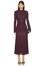 view 1 of 4 Burgundy Rhinestone Fishnet Midi Dress in Burgundy