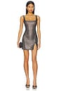 view 1 of 4 Rhinestone Mesh Mini Dress in Grey