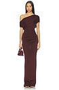 view 1 of 4 Draped Knit Midi Dress in Brown