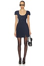 view 1 of 4 Navy Textured Boucle Mini Dress in Navy