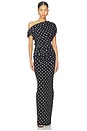 view 1 of 3 Polka Dot Draped Knit Midi Dress in Black & White