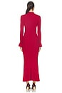 view 3 of 4 Red Pearl Trim Knit Midi Dress in Red