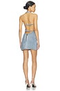 view 1 of 5 Rhinestone Croc Effect Denim Mini Dress in Blue
